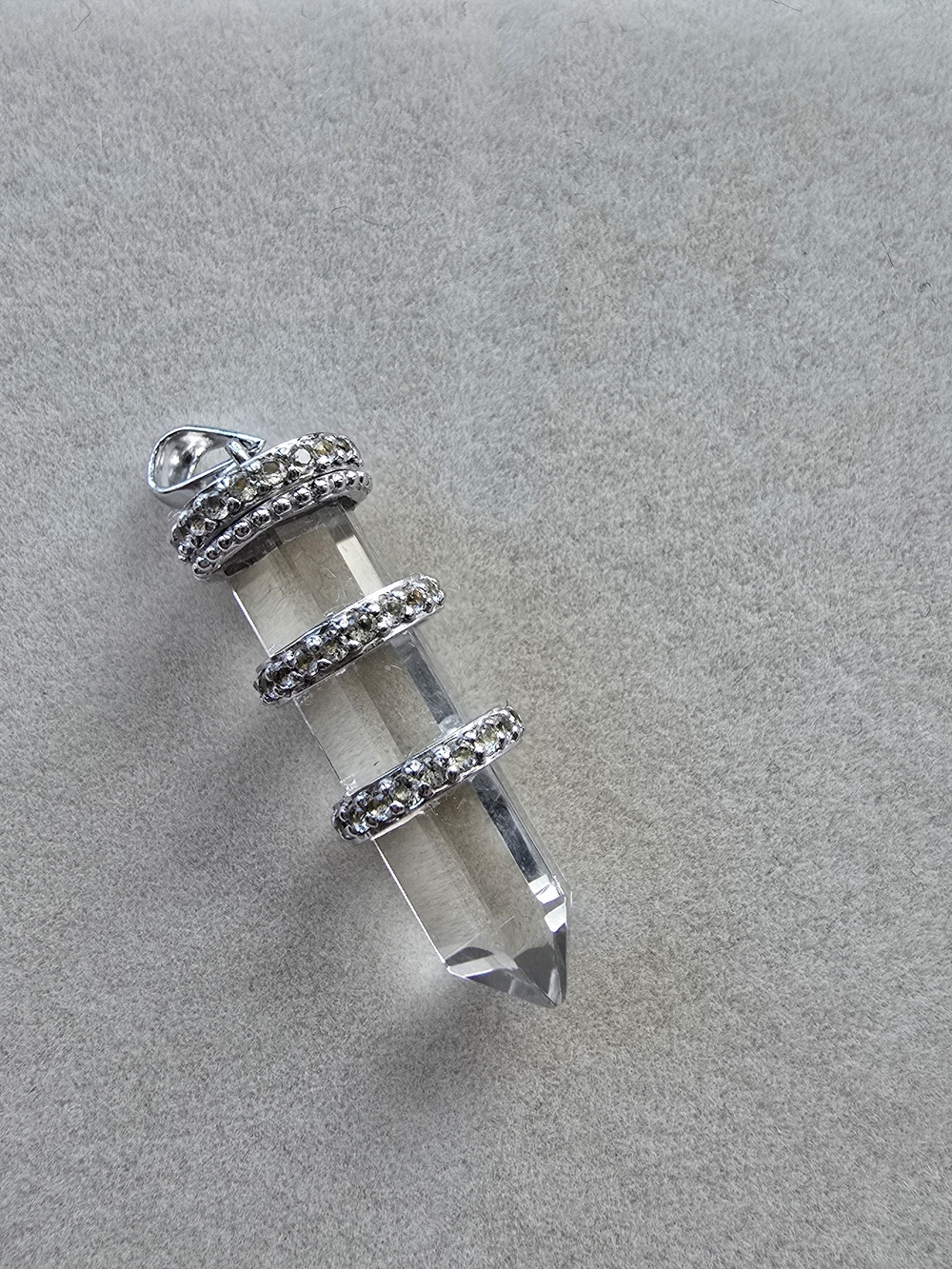 Awe Inspired Manifestation Crystal Amulet, Charm, Silver - Picture 2 of 4